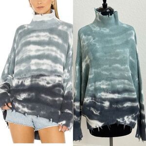Young Fabulous & Broke Cameron Raw Distress Oversized Turtleneck Sweater S/M